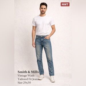 Smith & Mills Vintage Wash Tailored Fit Jeans NWT Size 29x30 Slight Stretch